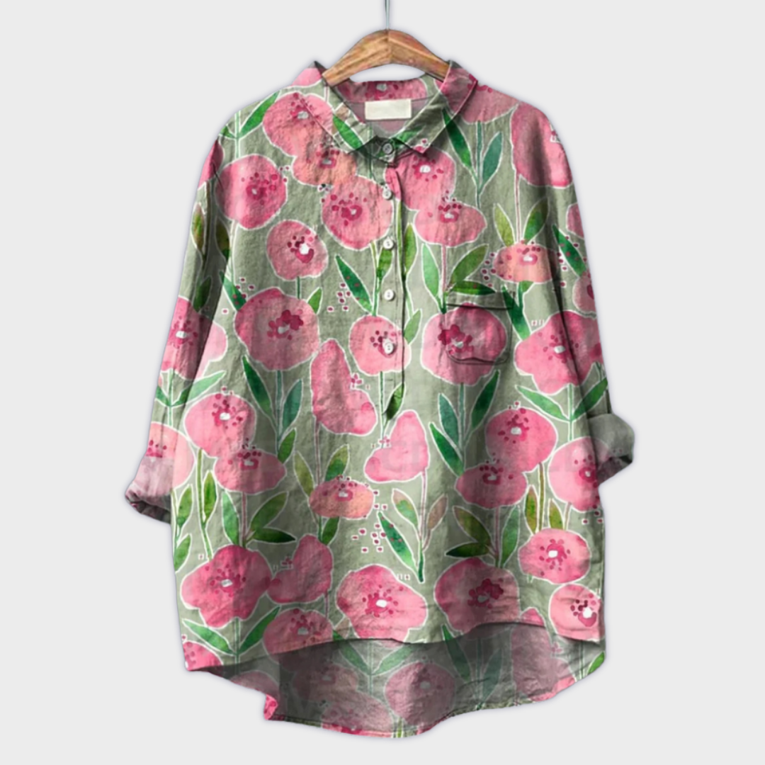 Magdalena - Handmade Women's Blouse with Floral Design