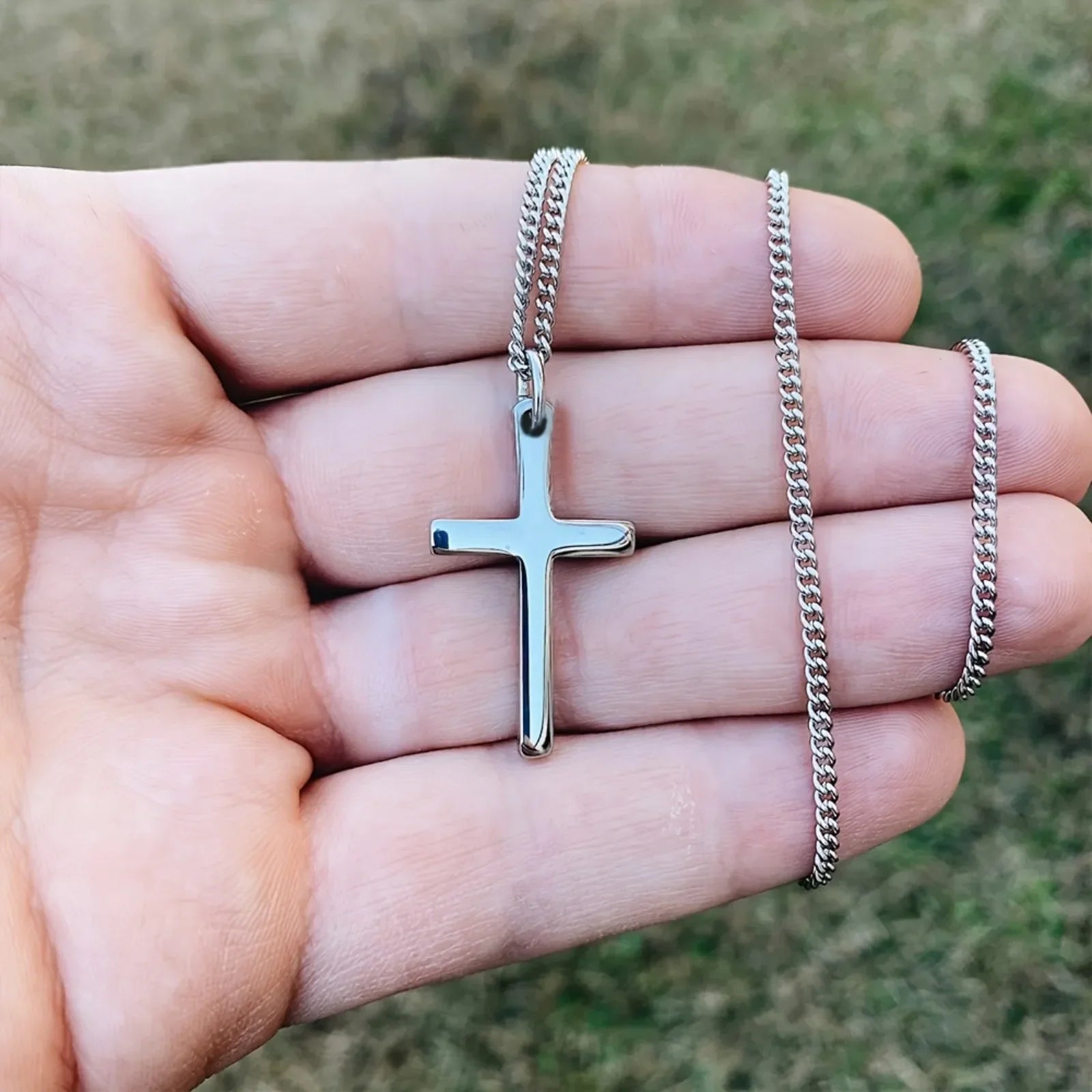 Sleek Cross Pendant Necklace for Him