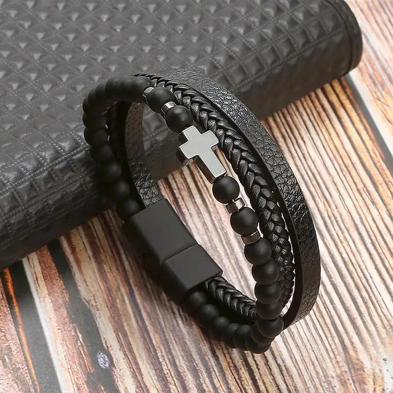 Stylish Men's Multi-Layer Leather Bracelet